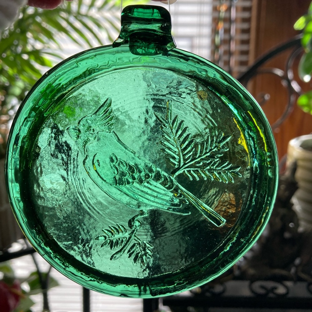 Emerald Glass Cardinal Suncatcher Ornament